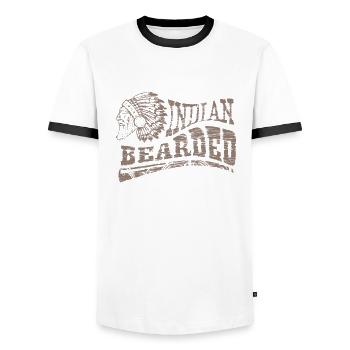 INDIAN BEARDED VINTAGE - T-shirt contrasté Homme - blanc/noir - Devant - AI Model Female 172 light (172cm) & AI Model Male 178 dark (178cm)