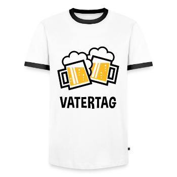 Vatertag (Bier Prosit / Bayrische Bierkrüge / 2C) - Männer Kontrast-T-Shirt - Weiß/Schwarz - Vorne - AI Model Female 172 light (172cm) & AI Model Male 178 dark (178cm)