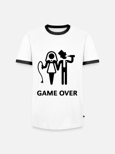Game Over (Whip and Beer) - Men's Ringer Shirt - white/black