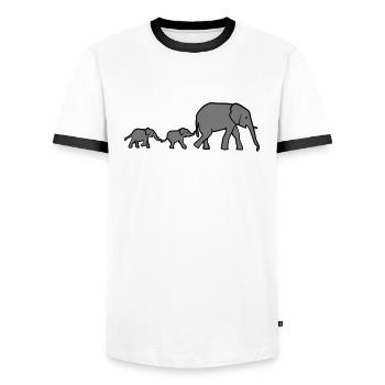 Elephant mother and baby elephants - T-shirt contrasté Homme - blanc/noir - Devant - AI Model Female 172 light (172cm) & AI Model Male 178 dark (178cm)