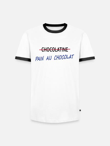 Pain au chocolat - T-shirt contrasté Homme - blanc/noir