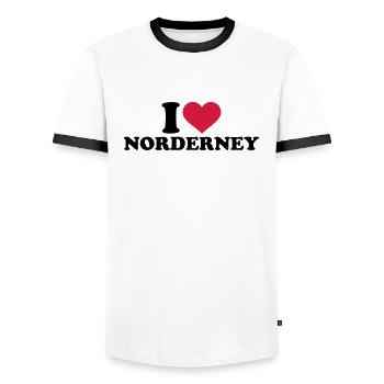 Norderney - Männer Kontrast-T-Shirt - Weiß/Schwarz - Vorne - AI Model Female 172 light (172cm) & AI Model Male 178 dark (178cm)