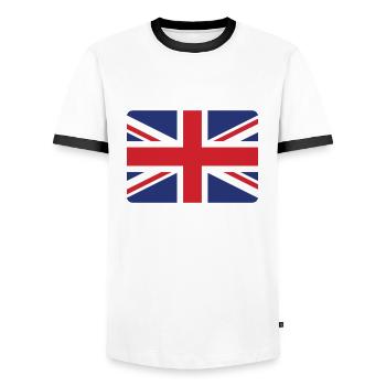 GROSS BRITANIEN - ENGLAND - BREXIT - Men's Ringer Shirt - white/black - Front - AI Model Female 172 light (172cm) & AI Model Male 178 dark (178cm)