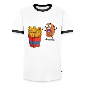 Arme Pommes - Männer Kontrast-T-Shirt - Weiß/Schwarz - Vorne - AI Model Female 172 light (172cm) & AI Model Male 178 dark (178cm)