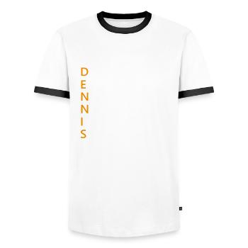 Dennis Name Geschenk - Männer Kontrast-T-Shirt - Weiß/Schwarz - Vorne - AI Model Female 172 light (172cm) & AI Model Male 178 dark (178cm)