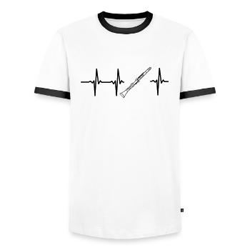 UN COEUR QUI BAT POUR L’ENREGISTREUR - T-shirt contrasté Homme - blanc/noir - Devant - AI Model Female 172 light (172cm) & AI Model Male 178 dark (178cm)