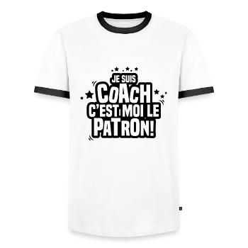 je suis coach c'est moi le patron - T-shirt contrasté Homme - blanc/noir - Devant - AI Model Female 172 light (172cm) & AI Model Male 178 dark (178cm)
