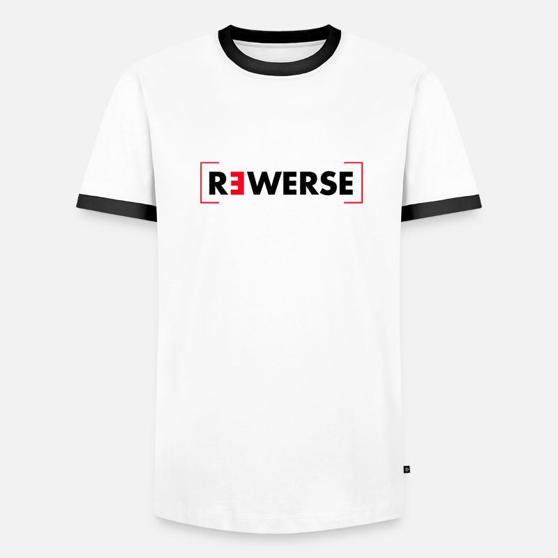 Reverse lettering - Men's Ringer Shirt - white/black