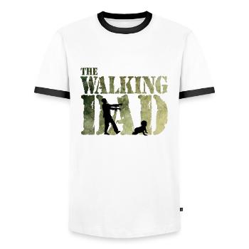 The walking Dad - Zombie - Papa -Humor-Baby-Vater - Men's Ringer Shirt - white/black - Front - AI Model Female 172 light (172cm) & AI Model Male 178 dark (178cm)