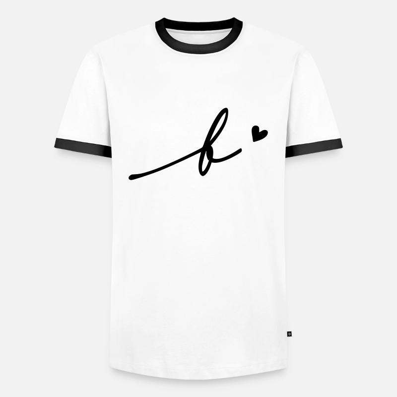 Letter B Cursive - Men's Ringer Shirt - white/black