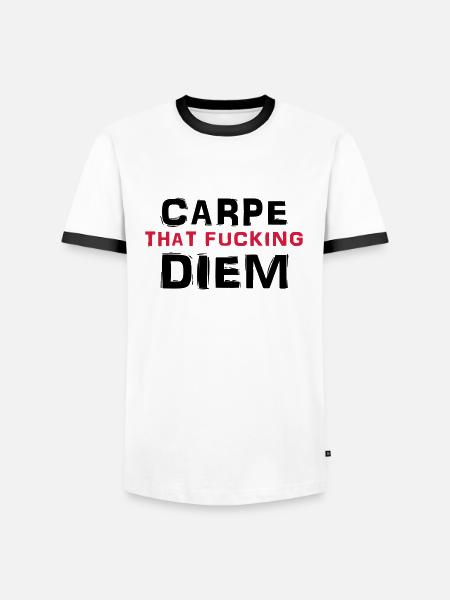 Carpe that fucking diem - T-shirt contrasté Homme - blanc/noir