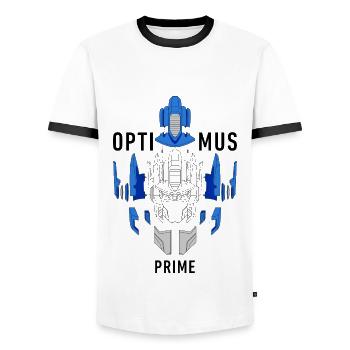 Transformers Optimus Prime - Men's Ringer Shirt - white/black - Front - AI Model Female 172 light (172cm) & AI Model Male 178 dark (178cm)