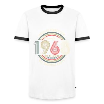 1968 né Vintage Retro 55e anniversaire - T-shirt contrasté Homme - blanc/noir - Devant - AI Model Female 172 light (172cm) & AI Model Male 178 dark (178cm)