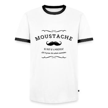 November Moustache Movement - Men's Ringer Shirt - white/black - Front - AI Model Female 172 light (172cm) & AI Model Male 178 dark (178cm)