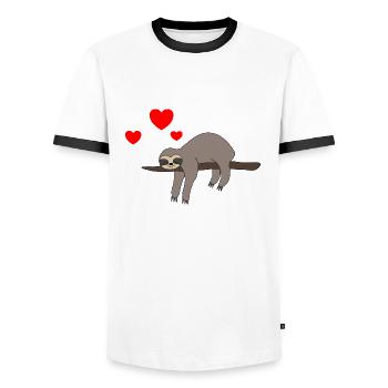 Paresseux Saint-Valentin 2 - T-shirt contrasté Homme - blanc/noir - Devant - AI Model Female 172 light (172cm) & AI Model Male 178 dark (178cm)