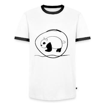 Panda Tier Symbol Kreis Linie - Männer Kontrast-T-Shirt - Weiß/Schwarz - Vorne - AI Model Female 172 light (172cm) & AI Model Male 178 dark (178cm)
