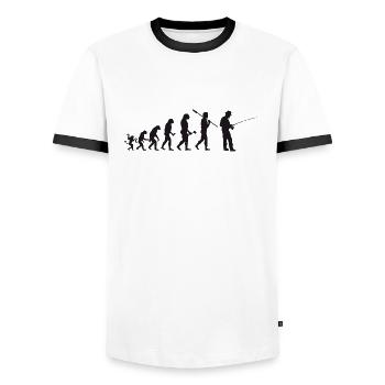 Evolution Fischen Silhouette Geschenk Shirt - Männer Kontrast-T-Shirt - Weiß/Schwarz - Vorne - AI Model Female 172 light (172cm) & AI Model Male 178 dark (178cm)