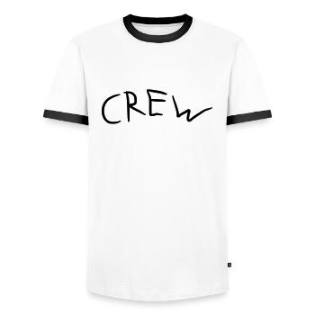 Crew Comic Logo - Männer Kontrast-T-Shirt - Weiß/Schwarz - Vorne - AI Model Female 172 light (172cm) & AI Model Male 178 dark (178cm)