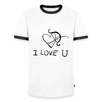 bow shooting arrow heart I love you - Men's Ringer Shirt - white/black - Front - AI Model Female 172 light (172cm) & AI Model Male 178 dark (178cm)