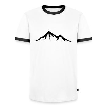 Mountains, Alps, Switzerland, Alpen, Berge, Hiking - T-shirt contrasté Homme - blanc/noir - Devant - AI Model Female 172 light (172cm) & AI Model Male 178 dark (178cm)