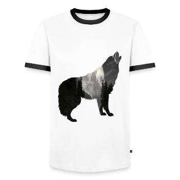 Wolf Moon - Männer Kontrast-T-Shirt - Weiß/Schwarz - Vorne - AI Model Female 172 light (172cm) & AI Model Male 178 dark (178cm)