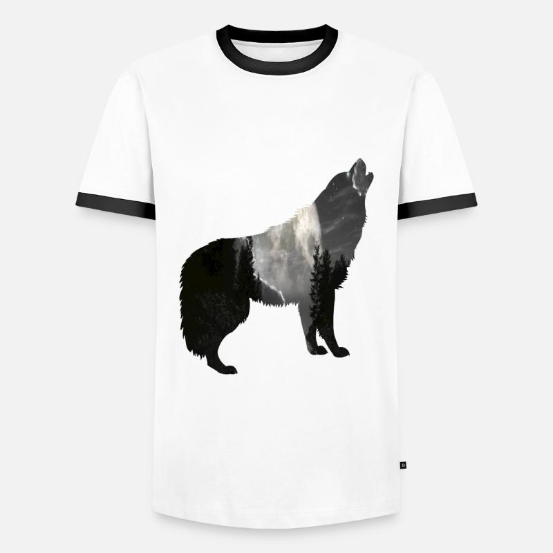 Wolf Moon - Männer Kontrast-T-Shirt - Weiß/Schwarz