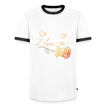 ich liebe dich goldene rose blume - Männer Kontrast-T-Shirt - Weiß/Schwarz - Vorne - AI Model Female 172 light (172cm) & AI Model Male 178 dark (178cm)