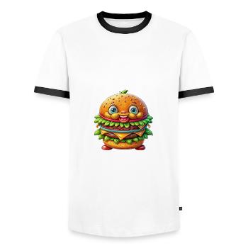 Ich mag Burger Hamburger Cheeseburger - Männer Kontrast-T-Shirt - Weiß/Schwarz - Vorne - AI Model Female 172 light (172cm) & AI Model Male 178 dark (178cm)