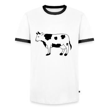 Cow - Men's Ringer Shirt - white/black - Front - AI Model Female 172 light (172cm) & AI Model Male 178 dark (178cm)