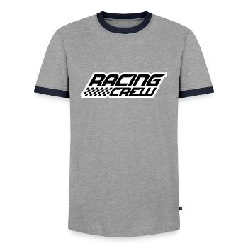 Conception de l'équipe de course - T-shirt contrasté Homme - gris/marine  - Devant - AI Model Female 172 light (172cm) & AI Model Male 178 light (178cm)