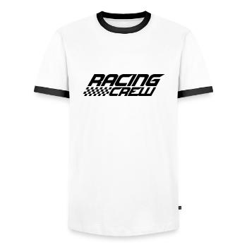 Conception de l'équipe de course - T-shirt contrasté Homme - blanc/noir - Devant - AI Model Female 172 light (172cm) & AI Model Male 178 dark (178cm)