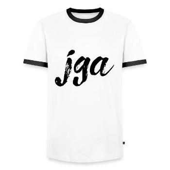 jga, schwarz - Männer Kontrast-T-Shirt - Weiß/Schwarz - Vorne - AI Model Female 172 light (172cm) & AI Model Male 178 dark (178cm)