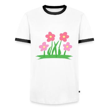 Fleurs Fleur Symbole Plante - T-shirt contrasté Homme - blanc/noir - Devant - AI Model Female 172 light (172cm) & AI Model Male 178 dark (178cm)