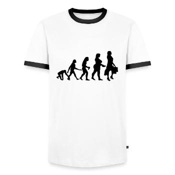 SHOPPING QUEEN EVOLUTION - Men's Ringer Shirt - white/black - Front - AI Model Female 172 light (172cm) & AI Model Male 178 dark (178cm)