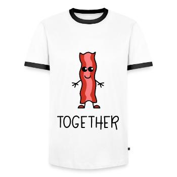Better Together 2 lard coordonnés pour le couple - T-shirt contrasté Homme - blanc/noir - Devant - AI Model Female 172 light (172cm) & AI Model Male 178 dark (178cm)