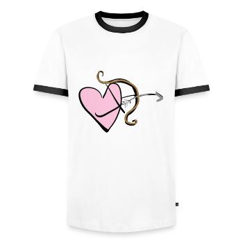 bow shooting arrow heart love symbol - Men's Ringer Shirt - white/black - Front - AI Model Female 172 light (172cm) & AI Model Male 178 dark (178cm)