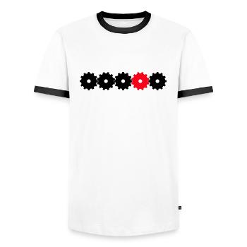 Gears in black and red - Men's Ringer Shirt - white/black - Front - AI Model Female 172 light (172cm) & AI Model Male 178 dark (178cm)