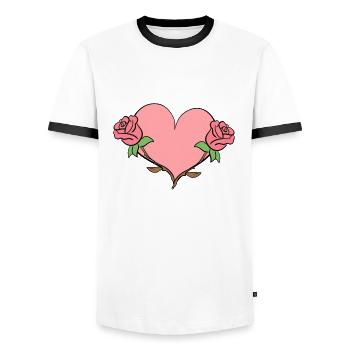 rose blume herz form symbol rosa blumen - Männer Kontrast-T-Shirt - Weiß/Schwarz - Vorne - AI Model Female 172 light (172cm) & AI Model Male 178 dark (178cm)