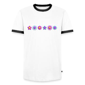 Flowers Blossoms in Row 3D - Men's Ringer Shirt - white/black - Front - AI Model Female 172 light (172cm) & AI Model Male 178 dark (178cm)