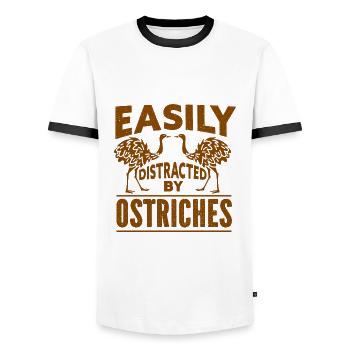 Ostrich Bird Animal Zoo Holiday Sun - Men's Ringer Shirt - white/black - Front - AI Model Female 172 light (172cm) & AI Model Male 178 dark (178cm)