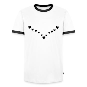 Cœurs Motifs - T-shirt contrasté Homme - blanc/noir - Devant - AI Model Female 172 light (172cm) & AI Model Male 178 dark (178cm)