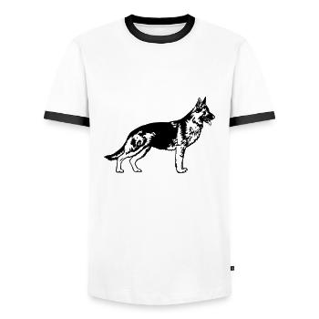 Shepherd dog straight back customizable - Men's Ringer Shirt - white/black - Front - AI Model Female 172 light (172cm) & AI Model Male 178 dark (178cm)
