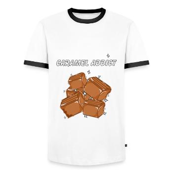 Caramel - T-shirt contrasté Homme - blanc/noir - Devant - AI Model Female 172 light (172cm) & AI Model Male 178 dark (178cm)
