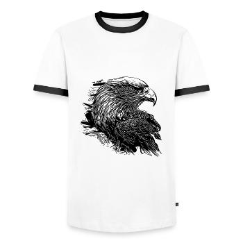 Eleganter Adler in Tinte Vintage Tattoo Style - Männer Kontrast-T-Shirt - Weiß/Schwarz - Vorne - AI Model Female 172 light (172cm) & AI Model Male 178 dark (178cm)