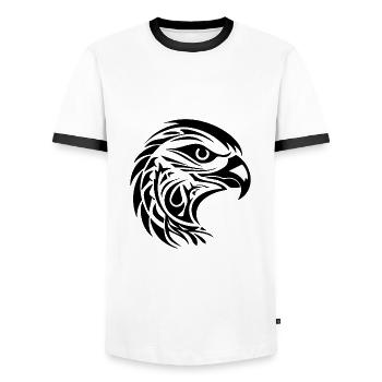 Beau portrait d’aigle dans le style tatouage - T-shirt contrasté Homme - blanc/noir - Devant - AI Model Female 172 light (172cm) & AI Model Male 178 dark (178cm)