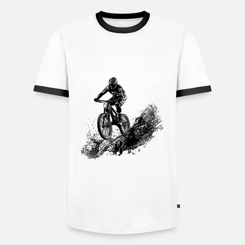 Radfahrer Schlamm Berg Abfahrt - Männer Kontrast-T-Shirt - Weiß/Schwarz