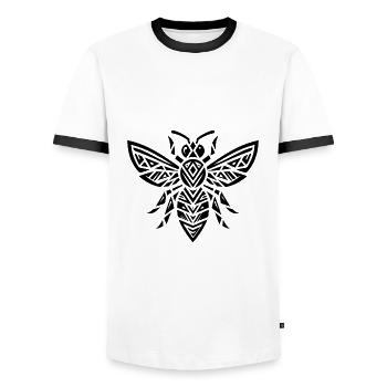 Süße Kleine Tribal Tattoo Biene - Männer Kontrast-T-Shirt - Weiß/Schwarz - Vorne - AI Model Female 172 light (172cm) & AI Model Male 178 dark (178cm)