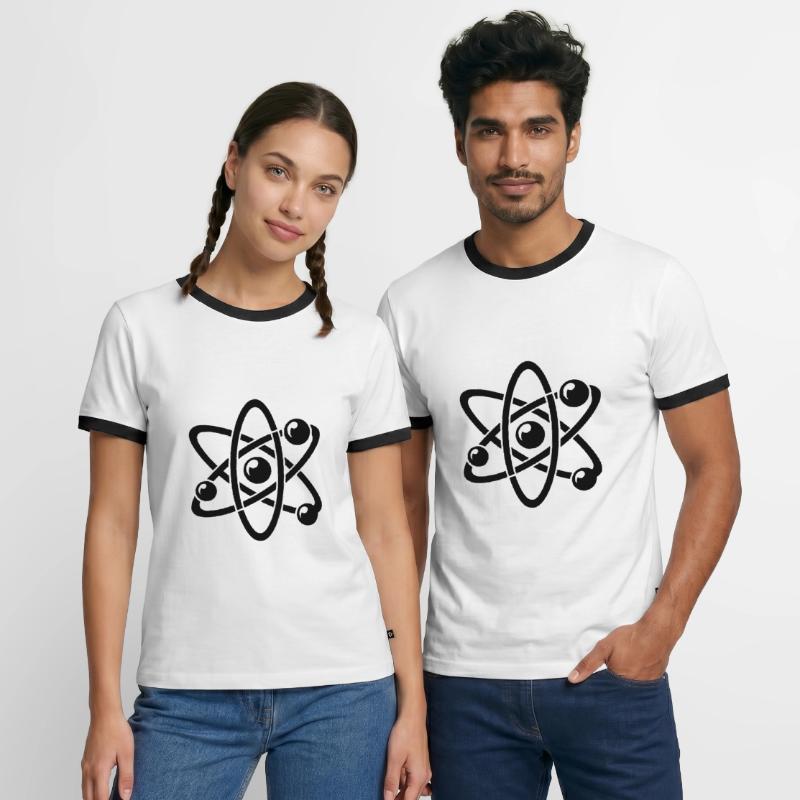 Atomic Nucleus Physics Atom Electron Atomic Model Men's Ringer Shirt