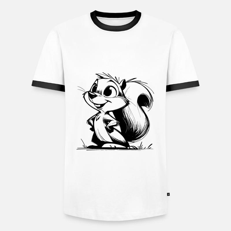 Putziges Eichhörnchen Bleistift Zeichnung - Männer Kontrast-T-Shirt - Weiß/Schwarz