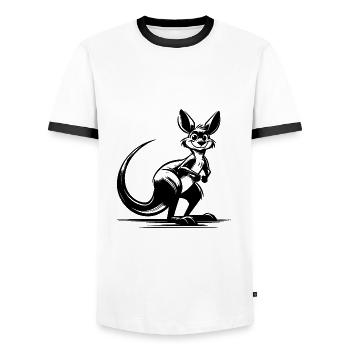 Kangourou souriant australien - T-shirt contrasté Homme - blanc/noir - Devant - AI Model Female 172 light (172cm) & AI Model Male 178 dark (178cm)